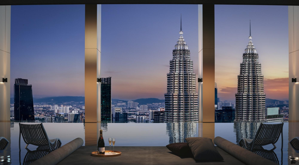Divine KLCC luxury serviced residence with panoramic KLCC skyline view and jacuzzi facility